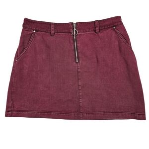 Sofi Angel Jean Mini Skirt, Burgendy, Large